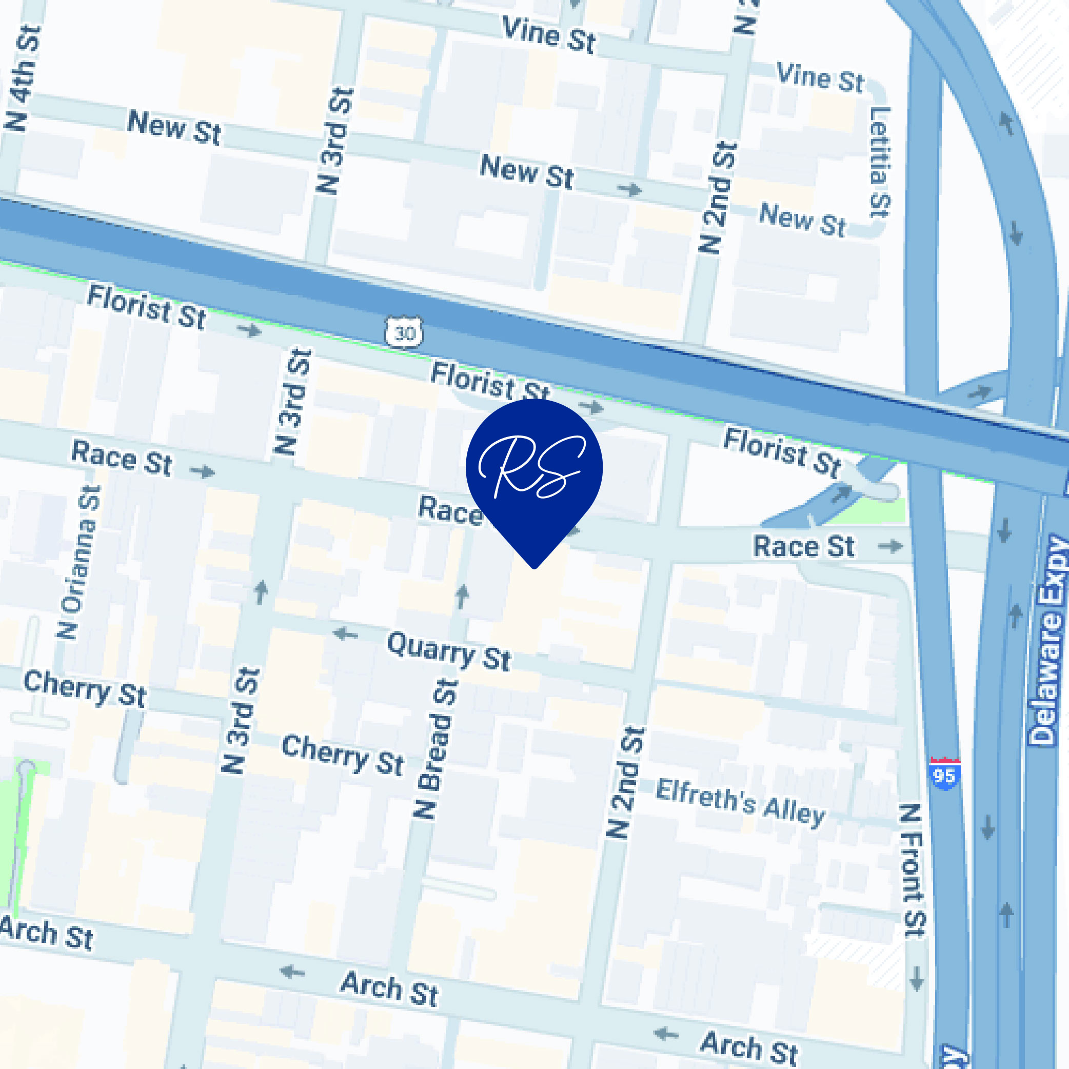map of race street dental location